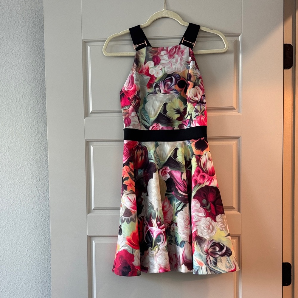 Ted Baker- Floral Dress with Black Straps
